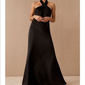 BHLDN Satin Charmeuse Dress, Black